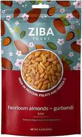Ziba Foods Heirloom Gurbandi Raw Almonds | Non-GMO, Vegan, Whole 30 Friendly, Keto & Paleo | Heirloom Superfood Naturally High In Vegan Protein