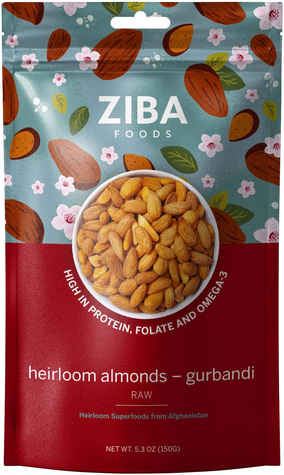 Ziba Foods Heirloom Gurbandi Raw Almonds | Non-GMO, Vegan, Whole 30 Friendly, Keto & Paleo | Heirloom Superfood Naturally High In Vegan Protein