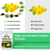 Herbmood 30 Day Detox Tea for body Cleanse, Te de Diente de Leon & cola de caballo Organico Natural, Limpieza de Colon y Desintoxicar, Digestive