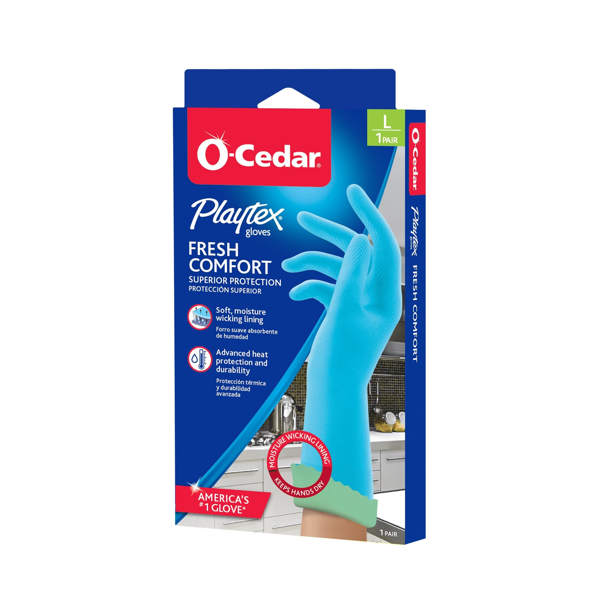 PLAYTEX Fresh Comfort Large Cleaning Gloves, 1 Count (Pack of 4)