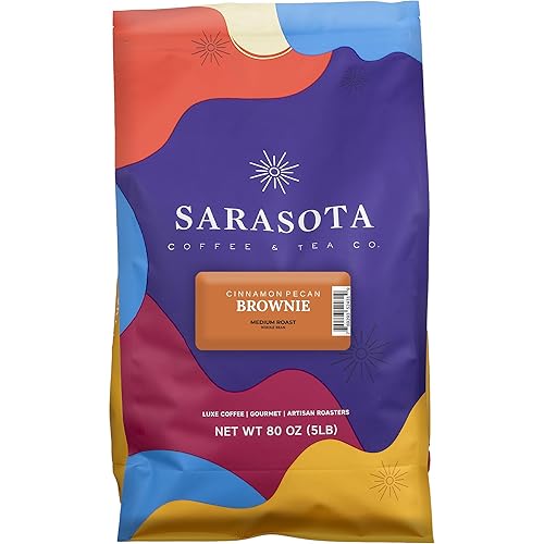 Sarasota Coffee Whole Bean Cinnamon Pecan Brownie | Medium Roast Gourmet Flavored Coffee Beans | Low Acid, Mold Free, Specialty Grade Bulk Coffee