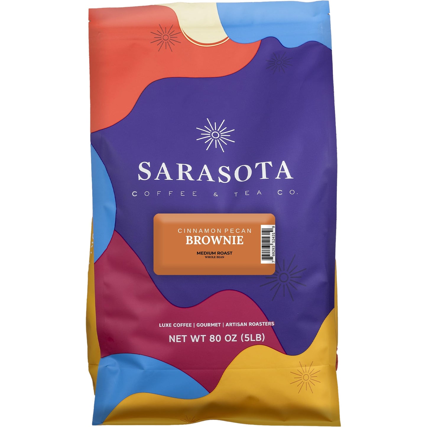 Sarasota Coffee Whole Bean Cinnamon Pecan Brownie | Medium Roast Gourmet Flavored Coffee Beans | Low Acid, Mold Free, Specialty Grade Bulk Coffee