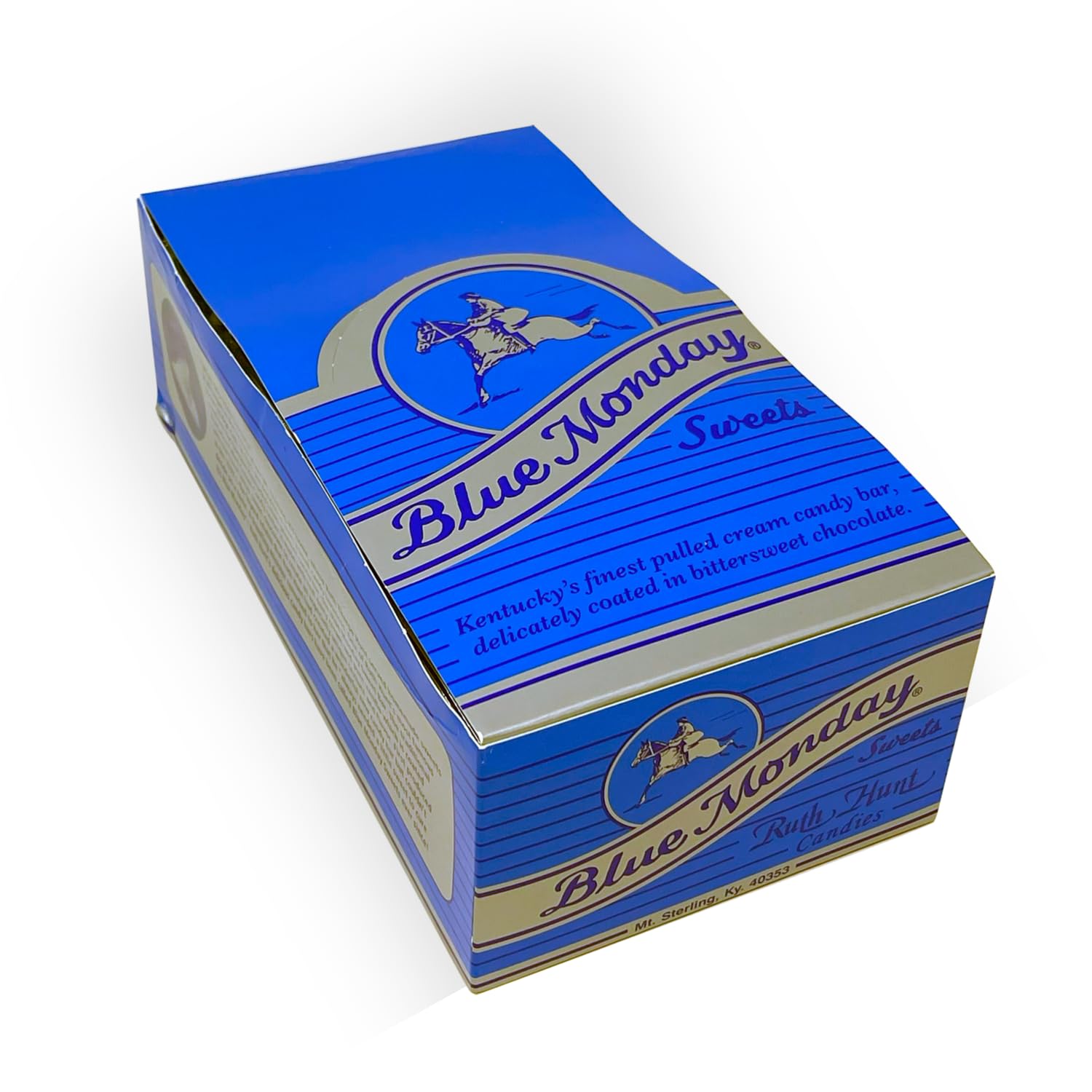 Blue Monday Pulled Cream Candy Dark Chocolate Bars - Box of 24 Original Flavor