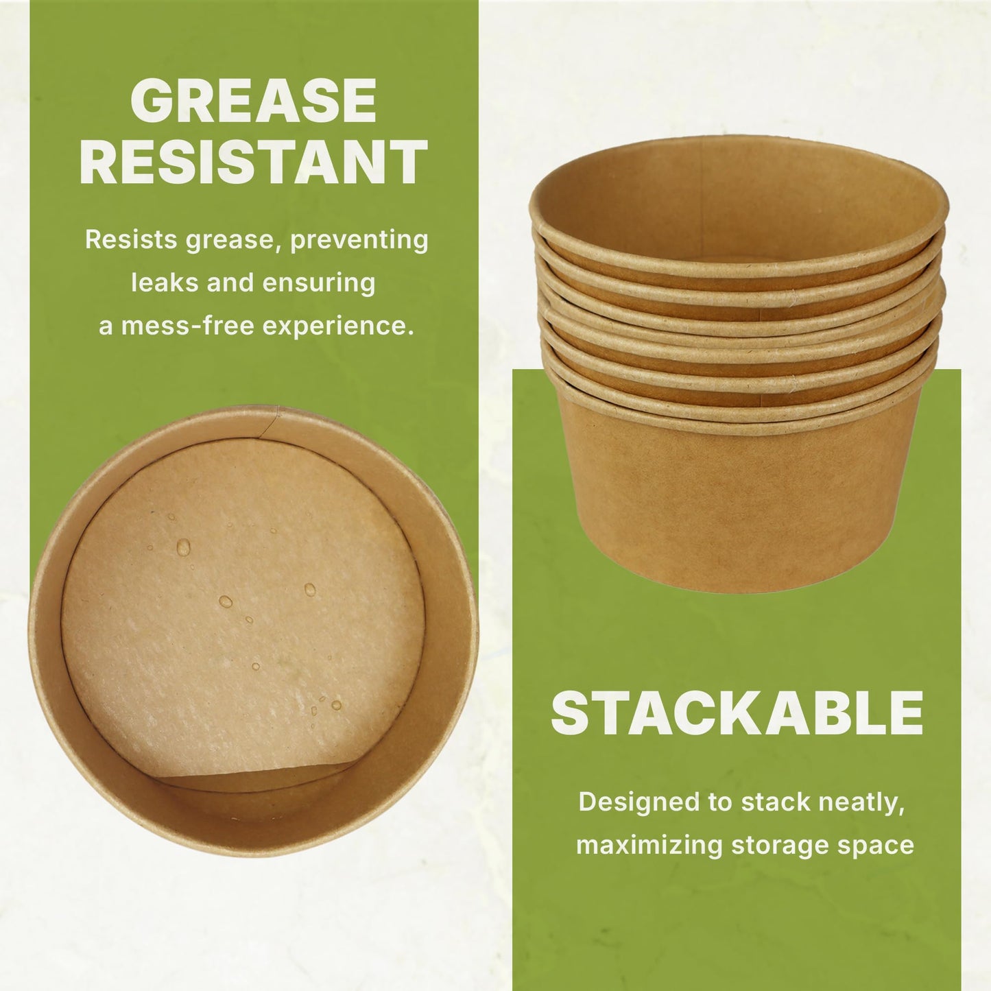 Klex 24 Oz 300 Pcs Kraft Paper Bowls, Disposable Salad Take-Out Containers