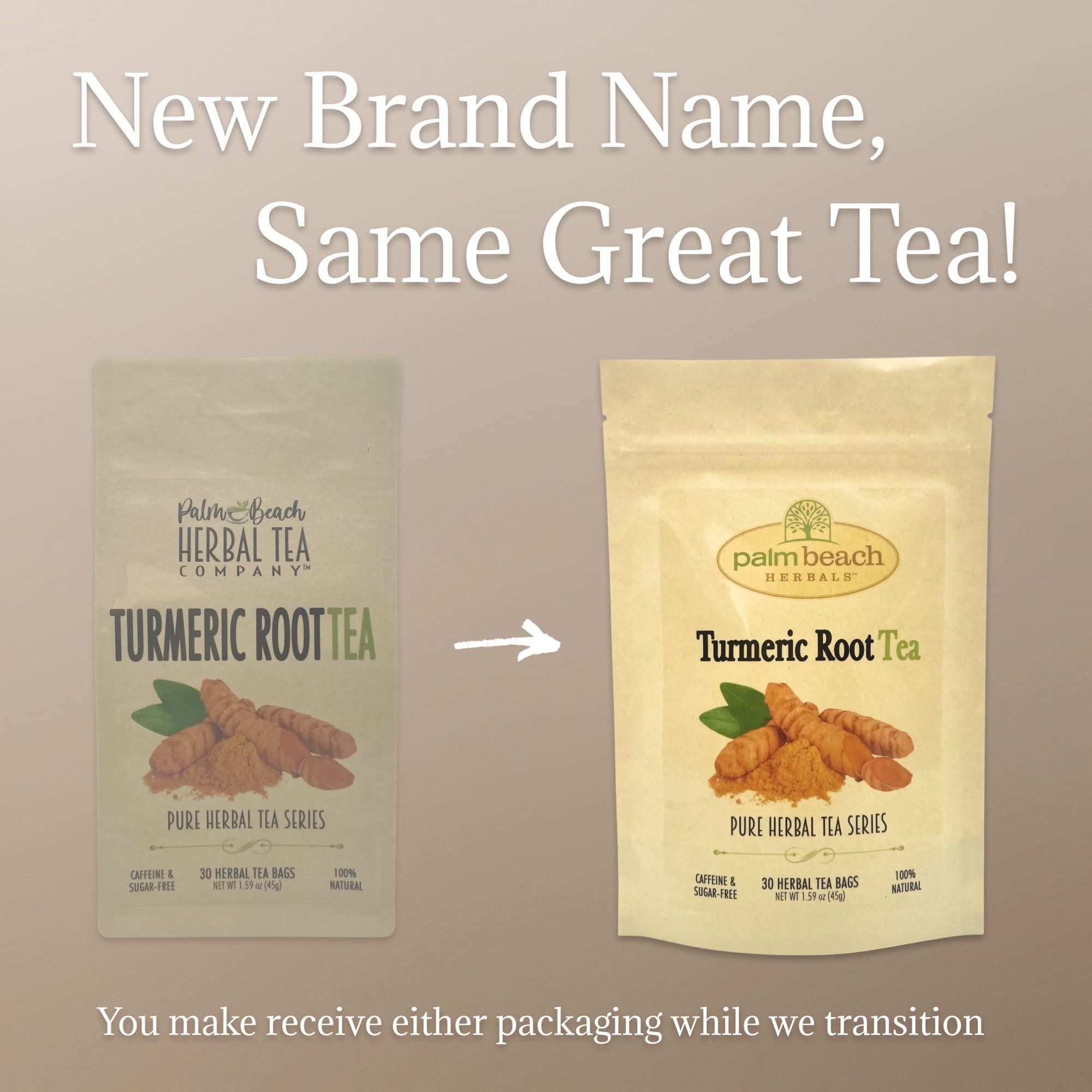 Palm Beach Medicinal Herbs - Turmeric Root Tea - Pure Herbal Tea Series, 30ct