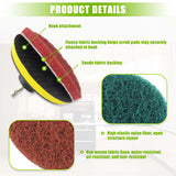 EPLZON 4 Inch Scrub Drill Brush Power Scouring Pads Household Cleaning Set for Kitchen Bathroom 4 Red Pads 4 Green Pads 1 Drill Attachment and 1