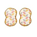 Bright Habits Sponge Set in Geo Leaf Gold - Set of 2 Super Absorbent Washable Reusable Cleaning Sponges Made from Recycled Materials, Durable Eco