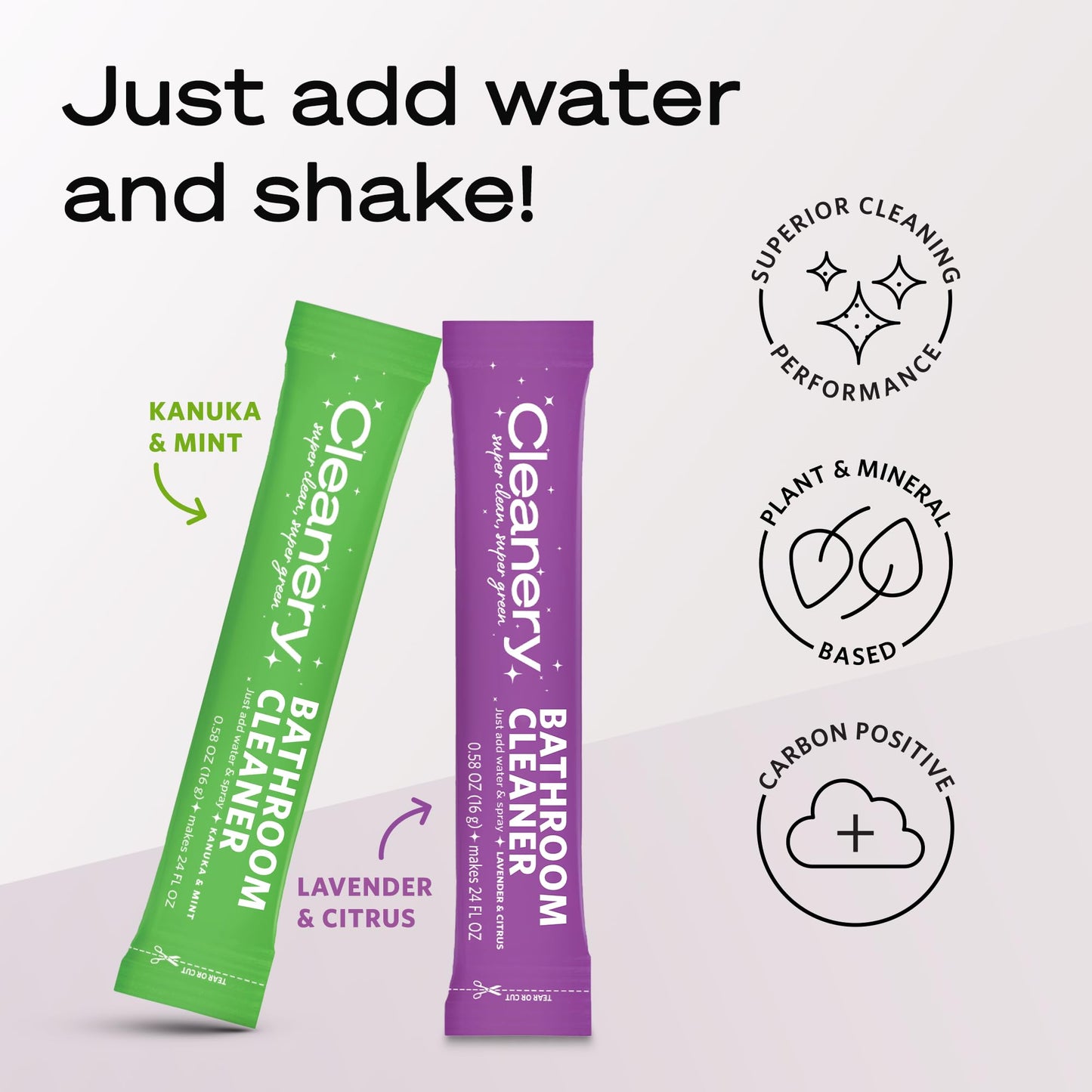Cleanery Bathroom Cleaner Powder Concentrate Refills 4 Pack, Makes 24 fl oz Each, Lavender & Citrus