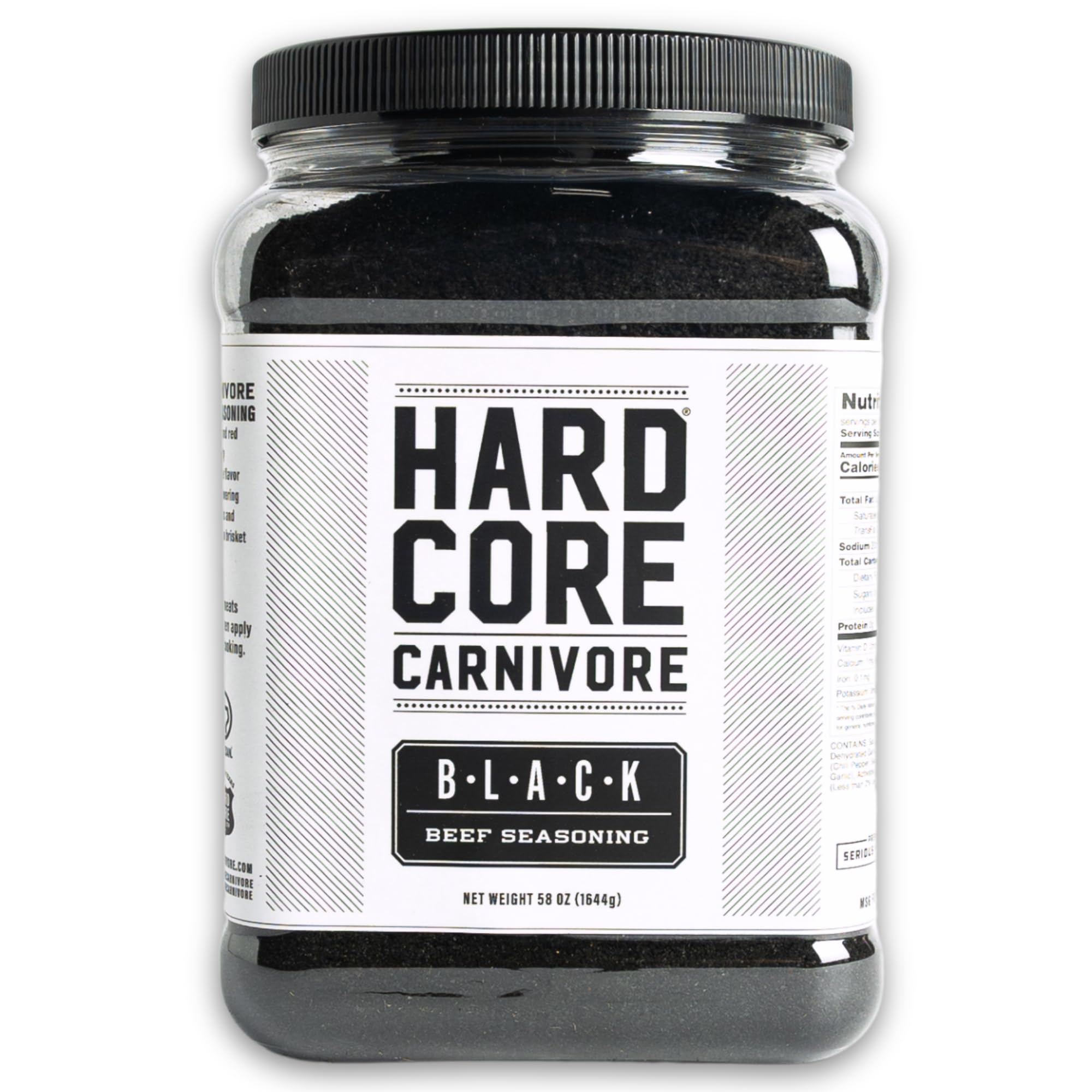 Hardcore Carnivore Black: Activated Charcoal Meat Seasoning Rub (58 oz Mega Pack) Texas-Made, Blend for Steak, Brisket, Burgers, BBQ, Grilling