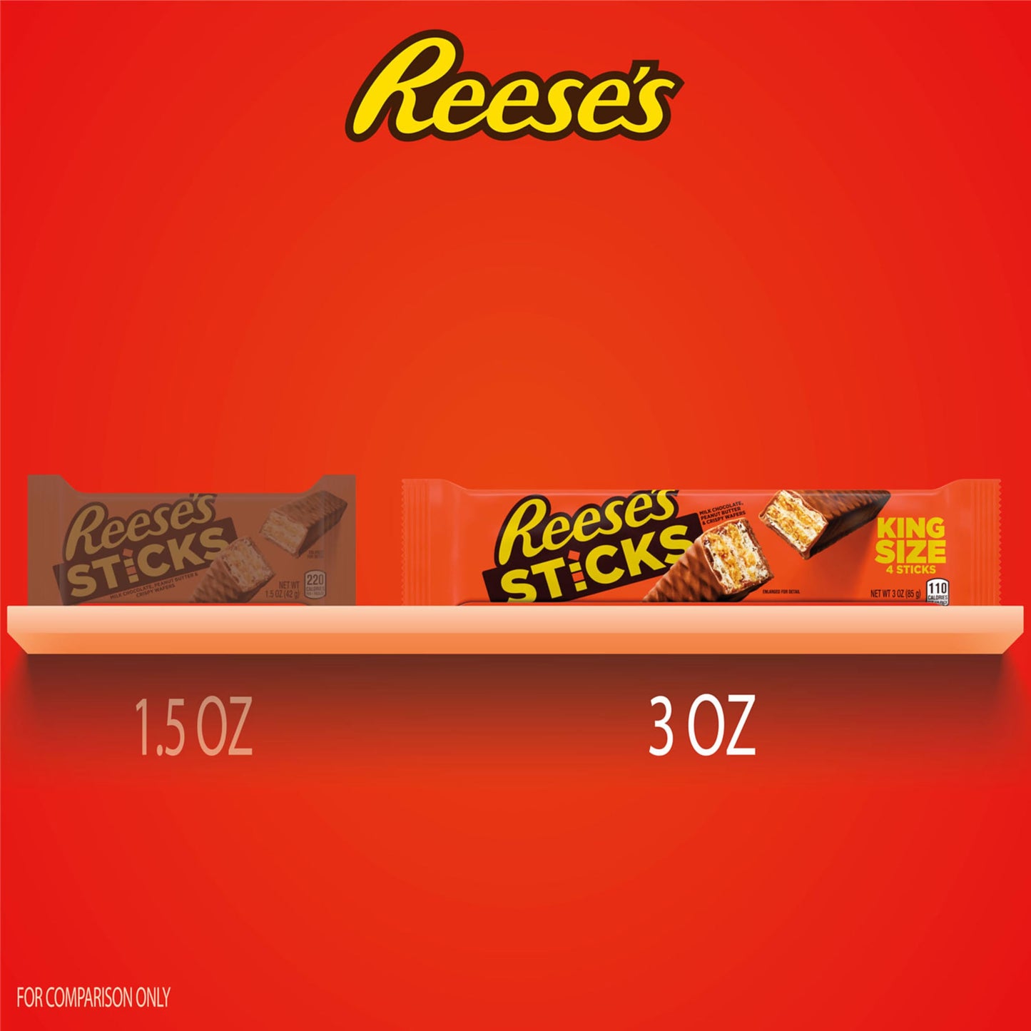 Reese's Sticks, Chocolate and Peanut Butter Creme Wafer King Size, Candy Bar, 3 Ounce