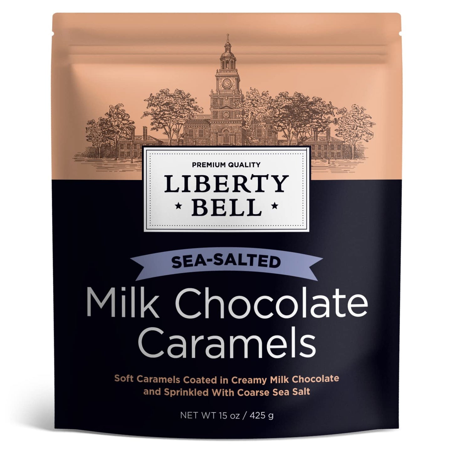 Liberty Bell Milk Chocolate Sea Salt Caramels Candy, 15 Ounce Bag