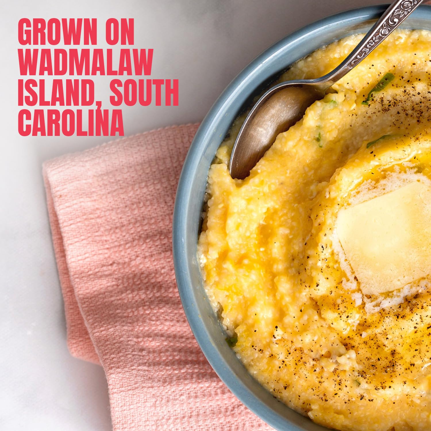 Marsh Hen Mill Speckled Pure Grits - Stone Ground Heirloom Blend of Yellow & White Corn | Old-Fashioned Corn Grits | Gluten-Free & No Additives | Pure