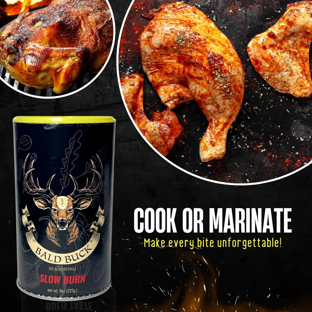 Bald Buck Seasoning: Bold Taste & Slow Burn Combo (Pack of 3) (Slow Burn Pack of 3)