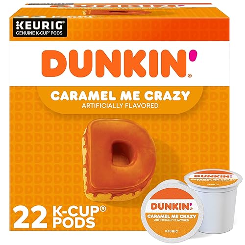 Dunkin' Donuts Coffee K-Cup® Pods, Caramel Me Crazy, Medium Roast, Box Of 22 Pods