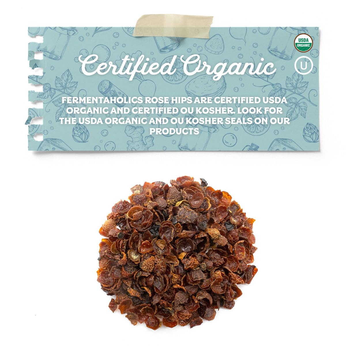 Fermentaholics Rose Hips - 4 oz - USDA Certified Organic Dried Herb - Ideal for Kombucha Secondary Fermentation