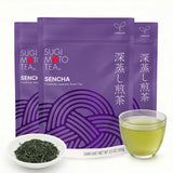 SUGIMOTO TEA Japanese Sencha Fukamushi Green Tea Loose Leaf 3.5 oz (100 g) Pack of 3