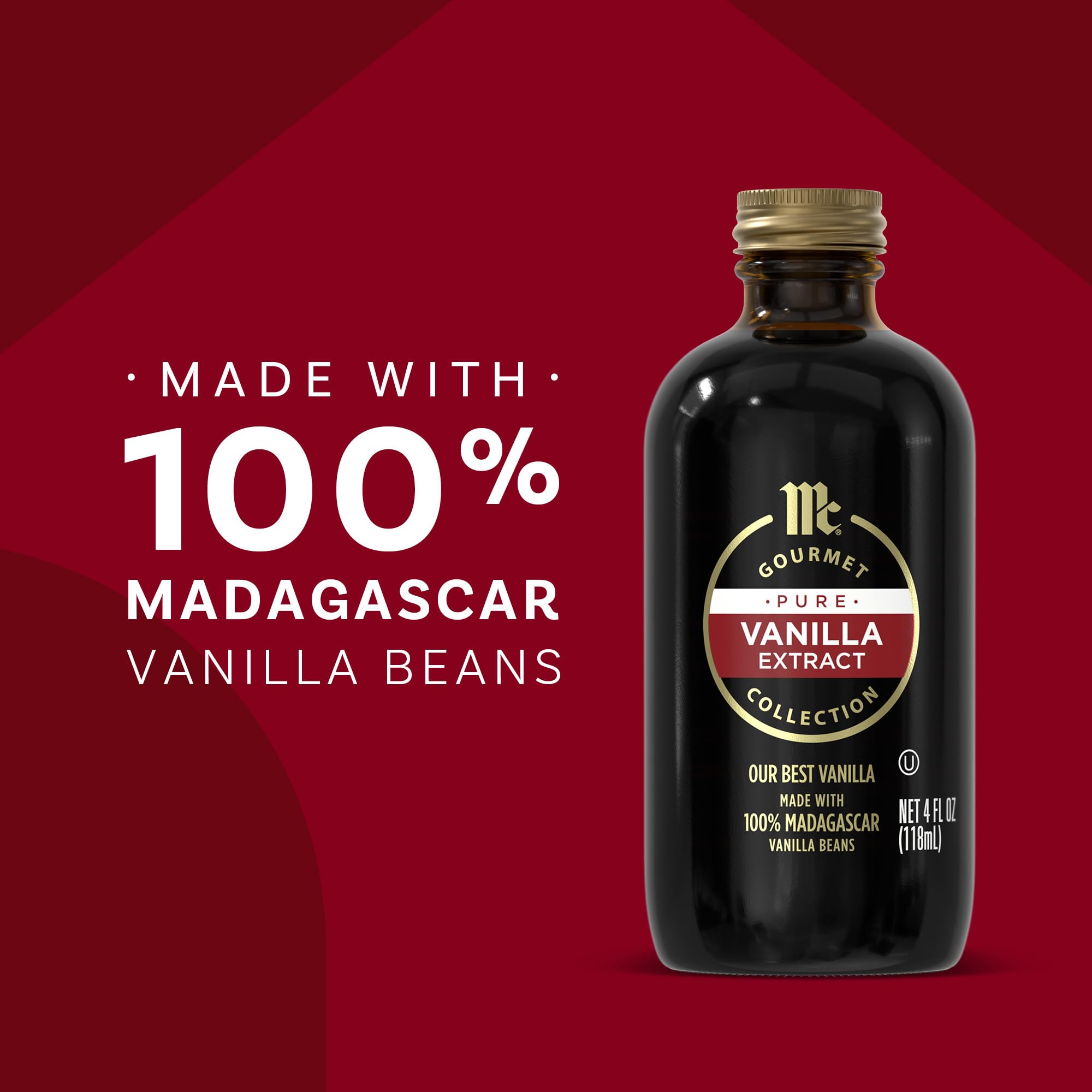 McCormick Gourmet Collection Vanilla Extract, Pure, Our Best Herbs & Spices, Crafted in Small Batches with 100% Madagascar Vanilla Beans, Elevates