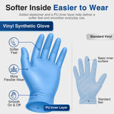 Schneider Blue Vinyl Synthetic Exam Gloves, Large, Box of 100, 4 Mil, Powder-Free, Latex-Free, Non-Sterile, Disposable Gloves
