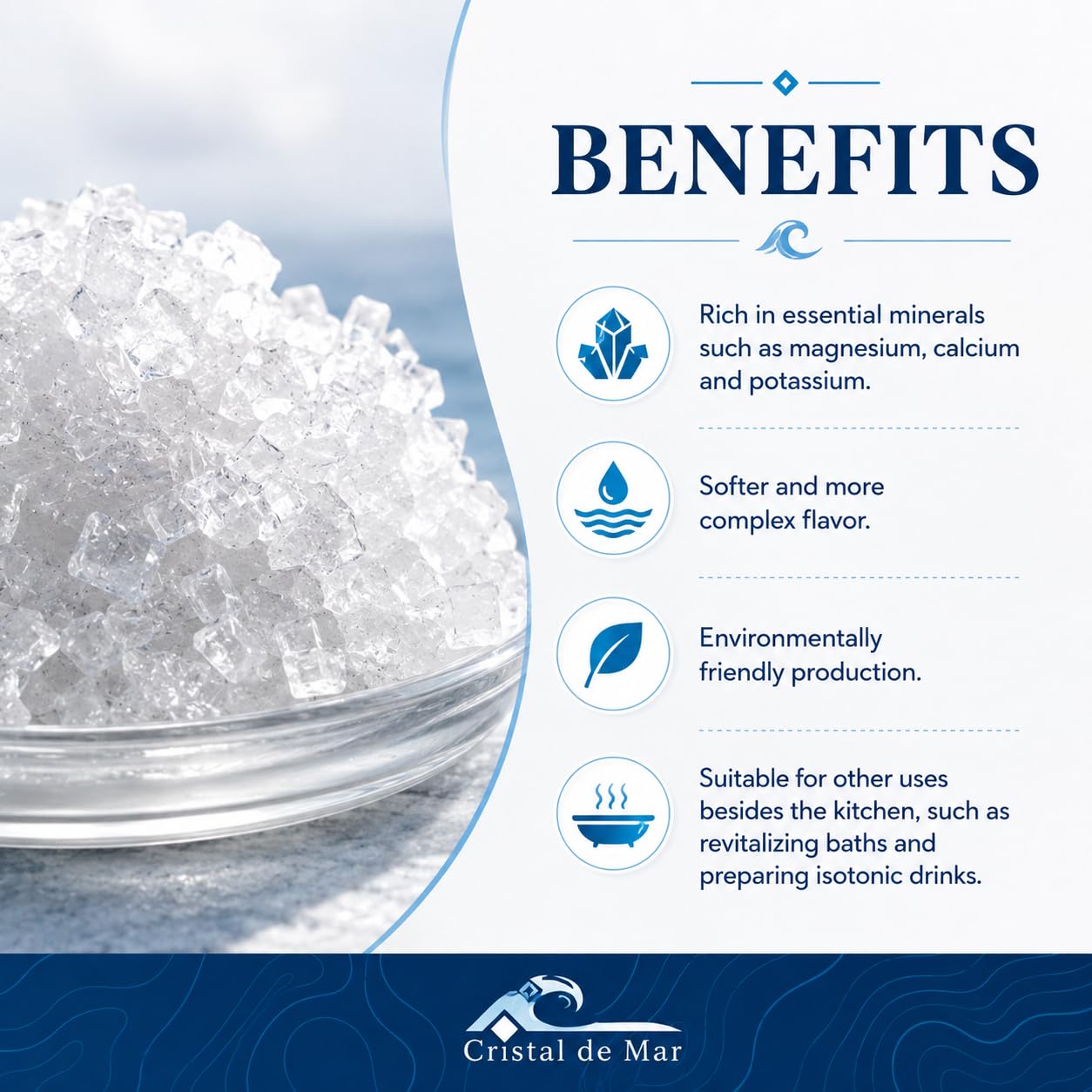 Sea Salt Crystals 500g - Premium Artisan Sea Salt from Patagonia - Mineral Rich Gourmet Salt - Unrefined - No Additives - 100% Natural