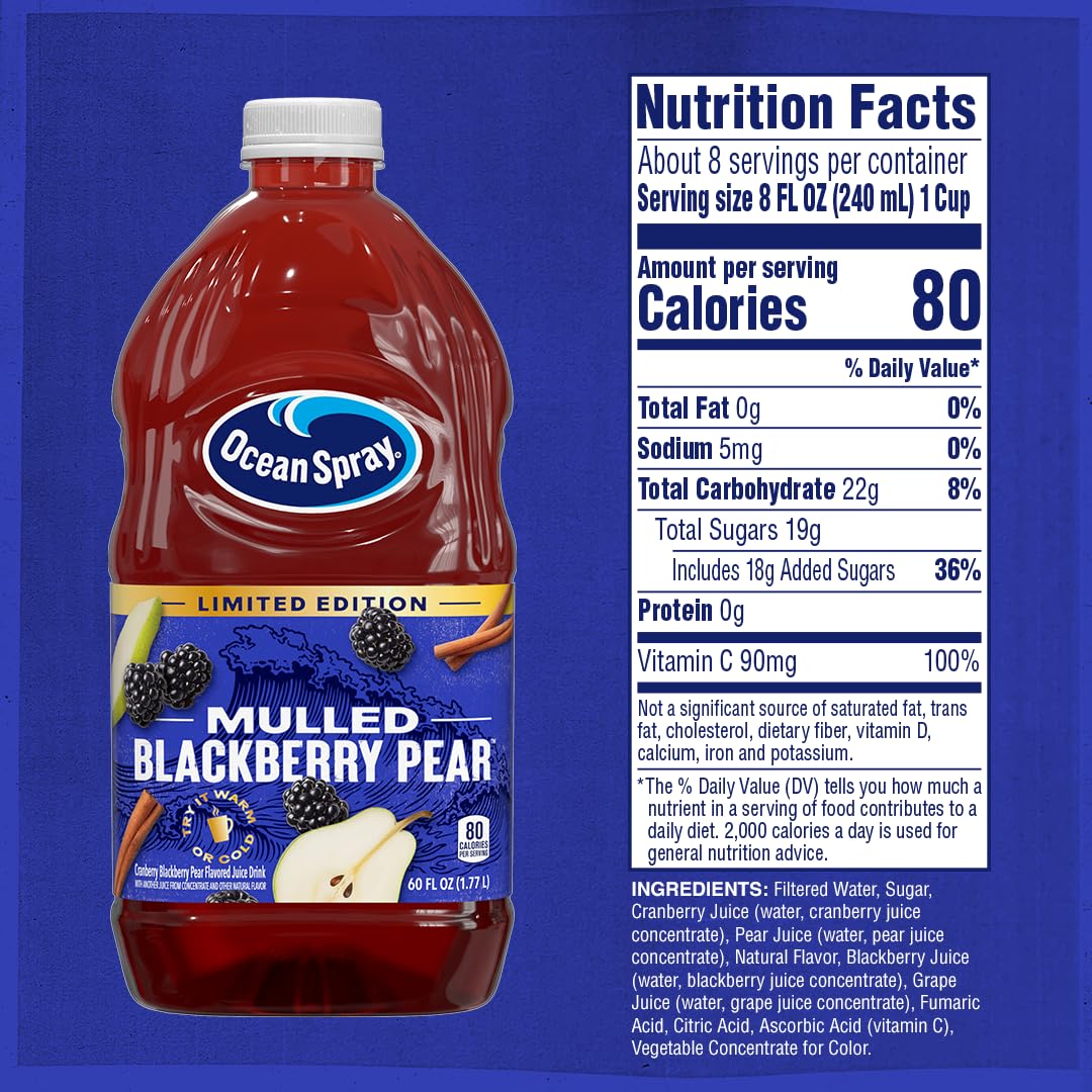Ocean Spray Mulled Blackbery Pear Juice Drink, 60 Fl Oz Bottle (Pack of 1)