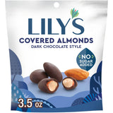 LILY'S Dark Chocolate Style No Sugar Added Covered Almonds Bag, 3.5 oz