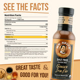 Mr. Spice Organic Ginger Stir Fry Sauce, Salt Free Stir Fry Sauce (0 mg/serving), Gluten Free, Low Sodium Sauces for Marinade, Wok & Air Fryer, No