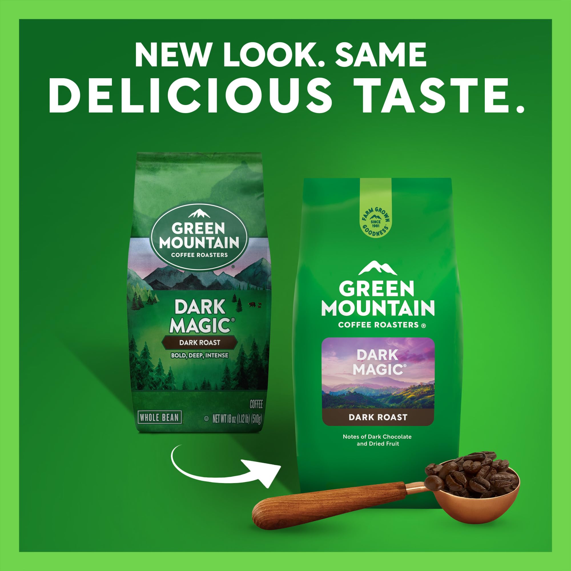Green Mountain Coffee Roasters Dark Magic, Whole Bean Coffee, Bagged 18 oz
