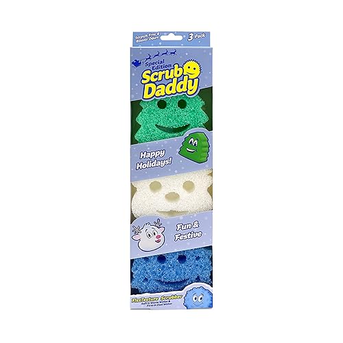 Scrub Daddy Sponge Set - Holiday Shapes - Non Scratch Scrubbers for Dishes and Home, Odor Resistant, Temperature Controlled, Soft in Warm Water, Firm