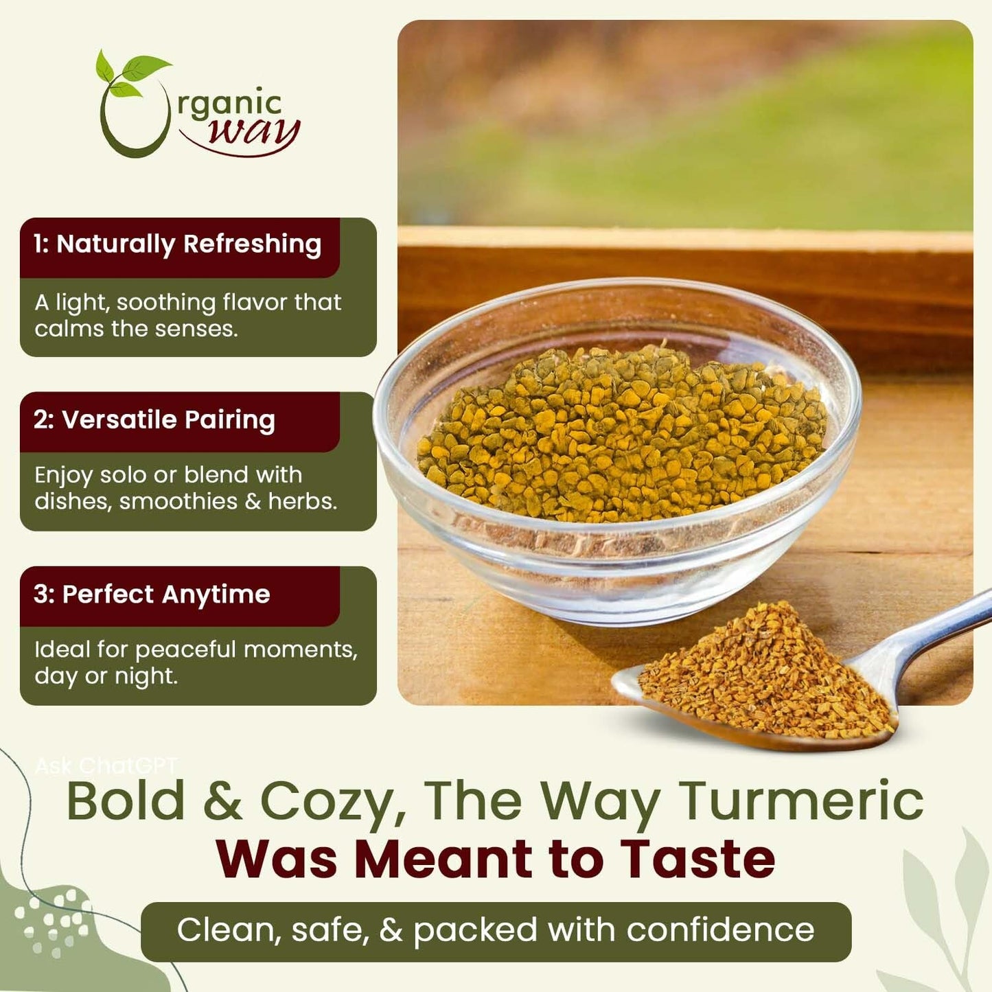 Organic Way Turmeric Root Cut & Sifted (Curcuma Longa) - Herbal Tea | Kosher & USDA Certified | Vegan, Non-GMO & Gluten Free | Tested for Heavy Metal