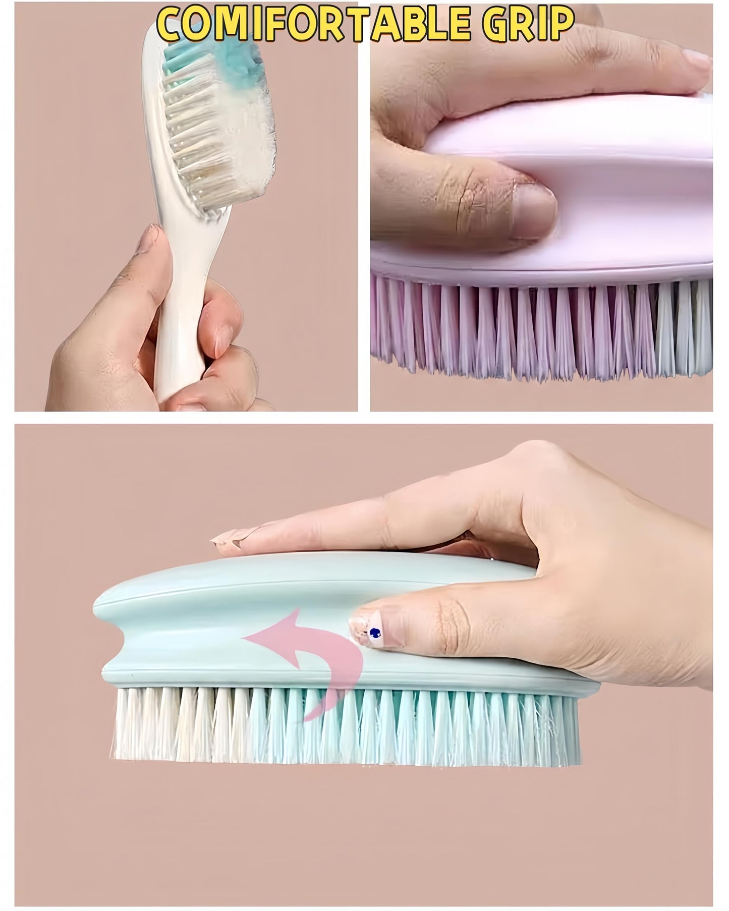 2 Pack Soft Bristle Cleaning Scrub Brush Laundry Brush Scrubber Brush for Clothes, Carpet and Fabric Stain Removal, Scrubbing Brush with Ergonomic
