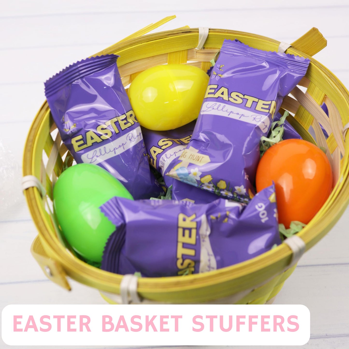 Easter Candy 3D Lollipop Rings, Individually Wrapped Bunny Chick Carrot Shaped Suckers, Basket Stuffers, 24 Pieces, 8.47 Ounces