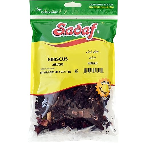Sadaf Hibiscus Leaves - Sour Tea - Dried Hibiscus Flower for Tea, Cooking and Food Flavoring - Kosher - 4 Oz