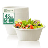 Homestockplus 48 Oz Bowls Disposable - Heavy Duty Compostable Paper Bowls, Microwave Safe Large Bowls, Ideal for Restaurant Catering, Salads, Buffets
