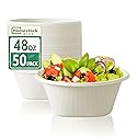 Homestockplus 48 Oz Bowls Disposable - Heavy Duty Compostable Paper Bowls, Microwave Safe Large Bowls, Ideal for Restaurant Catering, Salads, Buffets
