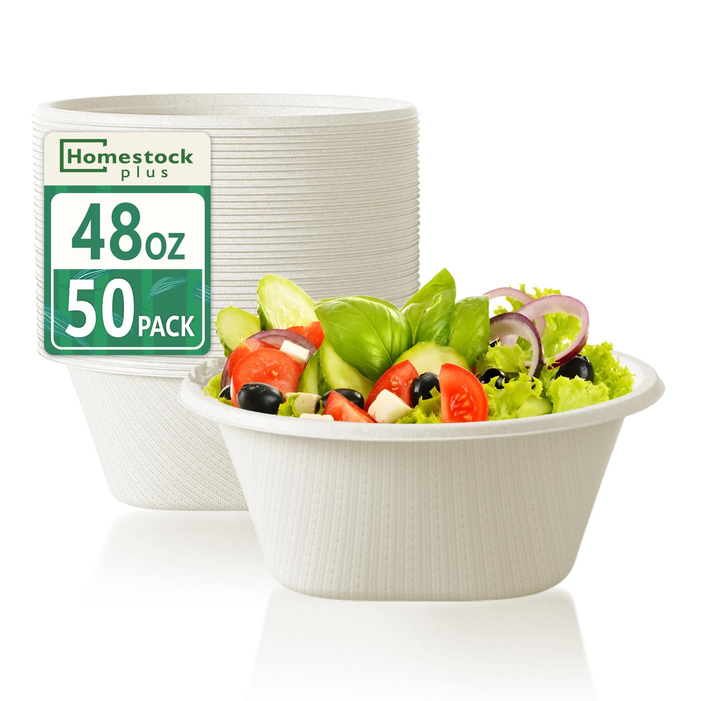 Homestockplus 48 Oz Bowls Disposable - Heavy Duty Compostable Paper Bowls, Microwave Safe Large Bowls, Ideal for Restaurant Catering, Salads, Buffets