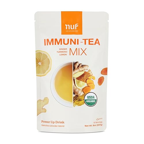 NUF Immuni-Tea- Ginger Turmeric Lemon Instant Tea Mix | Non-GMO, Caffeine-Free, 100% Natural Antioxidant Blend | Vegan & Gluten-Free