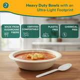 ECO SOUL Disposable Paper Bowls 16 oz, 200 Pack - Biodegradable Compostable Sugarcane Bagasse Bowls, Heavy Duty & Microwave Safe, Large Bowls