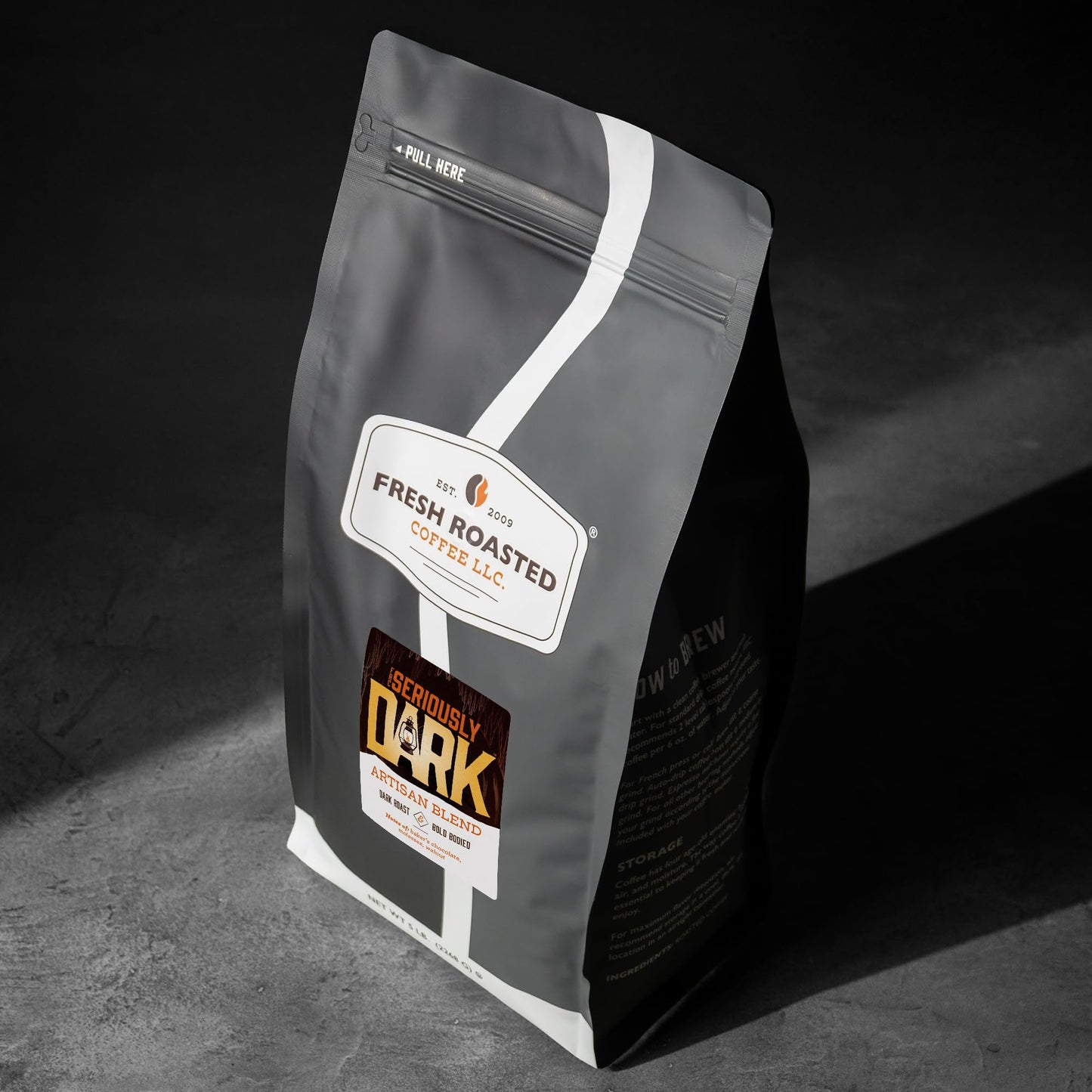 Fresh Roasted Coffee, Seriously Dark Artisan Blend Whole Bean Coffee, Dark Roast, Kosher, 5 lb (80 oz)