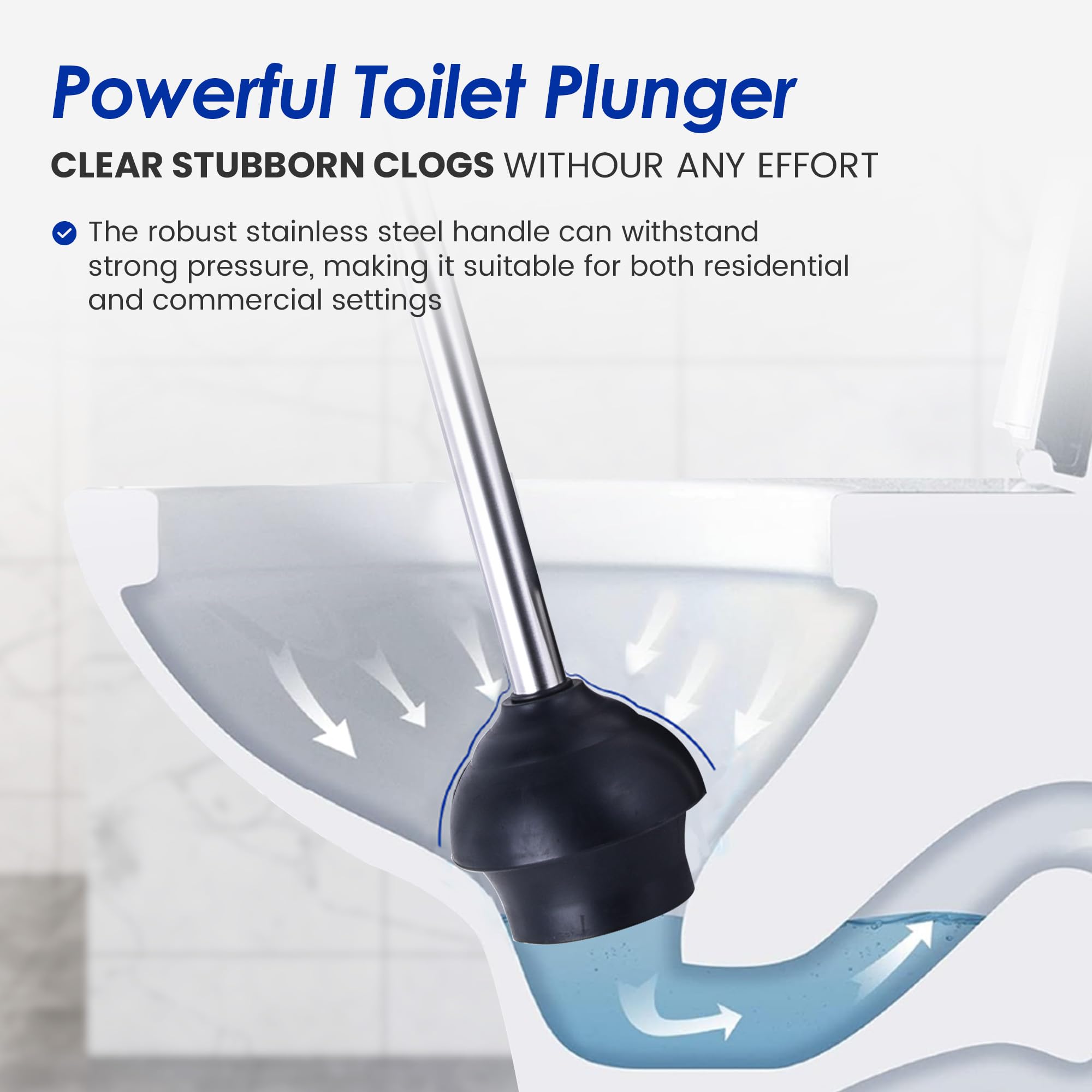 MY JOY SHOP Stainless Steel Toilet Brush and Holder Set - Modern Toilet Brush and Plunger Set - Bathroom Essentials