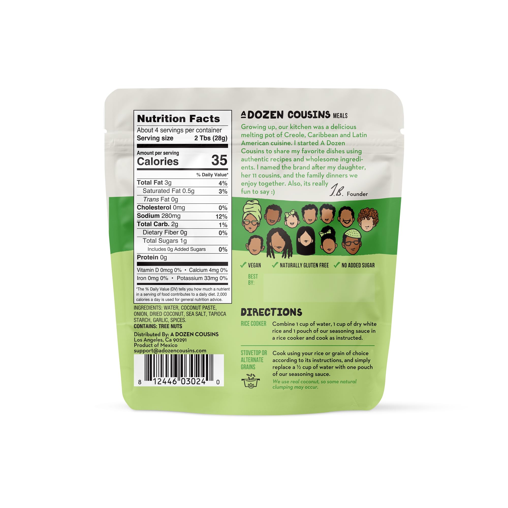 A Dozen Cousins Caribbean Coconut Rice Seasoning Sauce (10 Pack), Pour & Mix Coconut Rice Starter, Coconut Paste, Dried Coconut, Garlic, Spices
