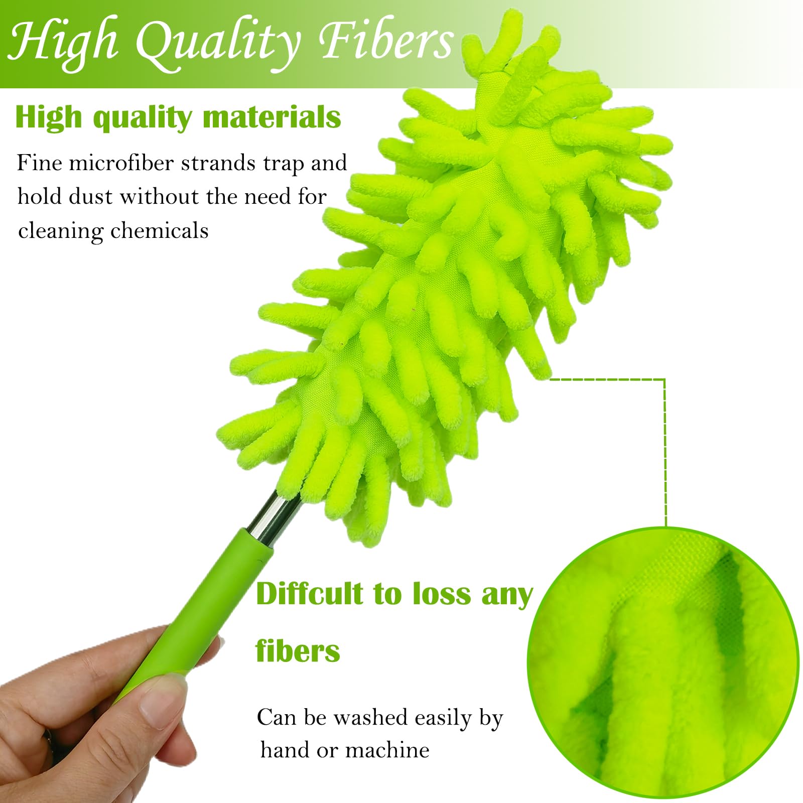 M-Jump 3 Pack Retractable Long-Reach Washable Duster for Cleaning, Microfiber Hand Duster Brush with Telescoping Pole for Cleaning Car, Window