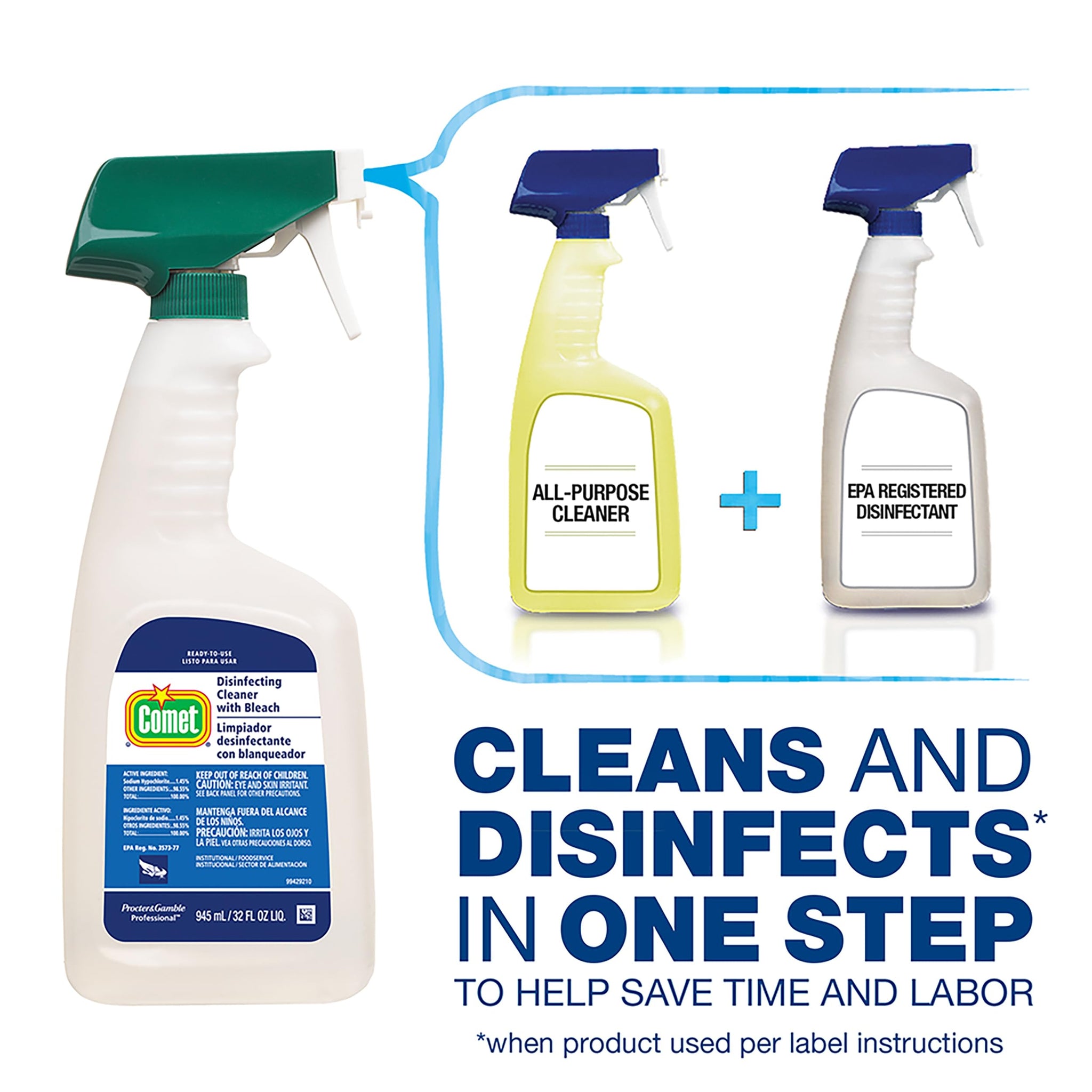 Comet Disinfecting-Sanitizing Bathroom Cleaner, One Gallon Bottle, Case of 3