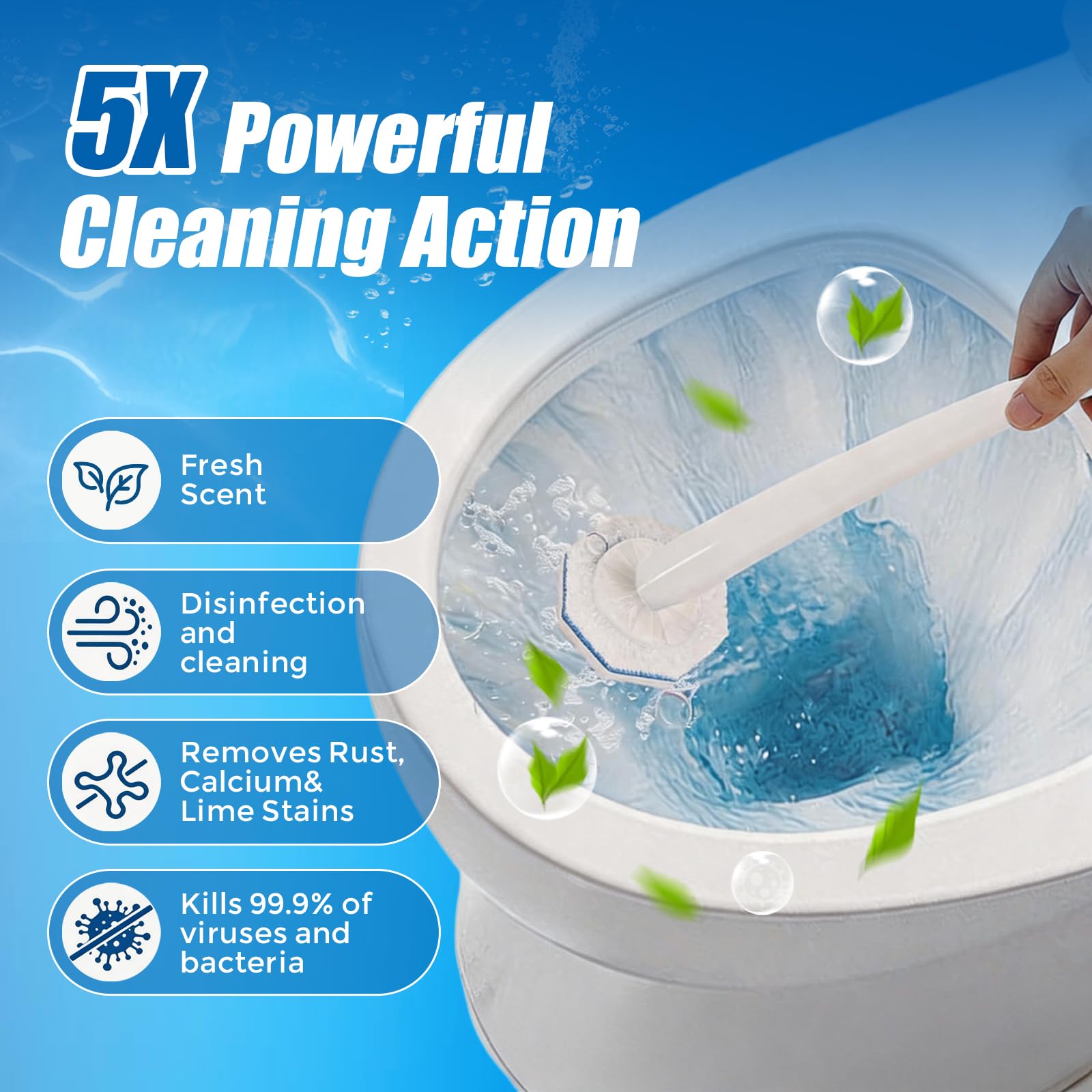 64 Count Toilet Wand Refills for Clorox Toilet Wand,5X Cleaning Power, Extra Thick, Fresh Fragrance,Compatible with Most Toilet Brushes
