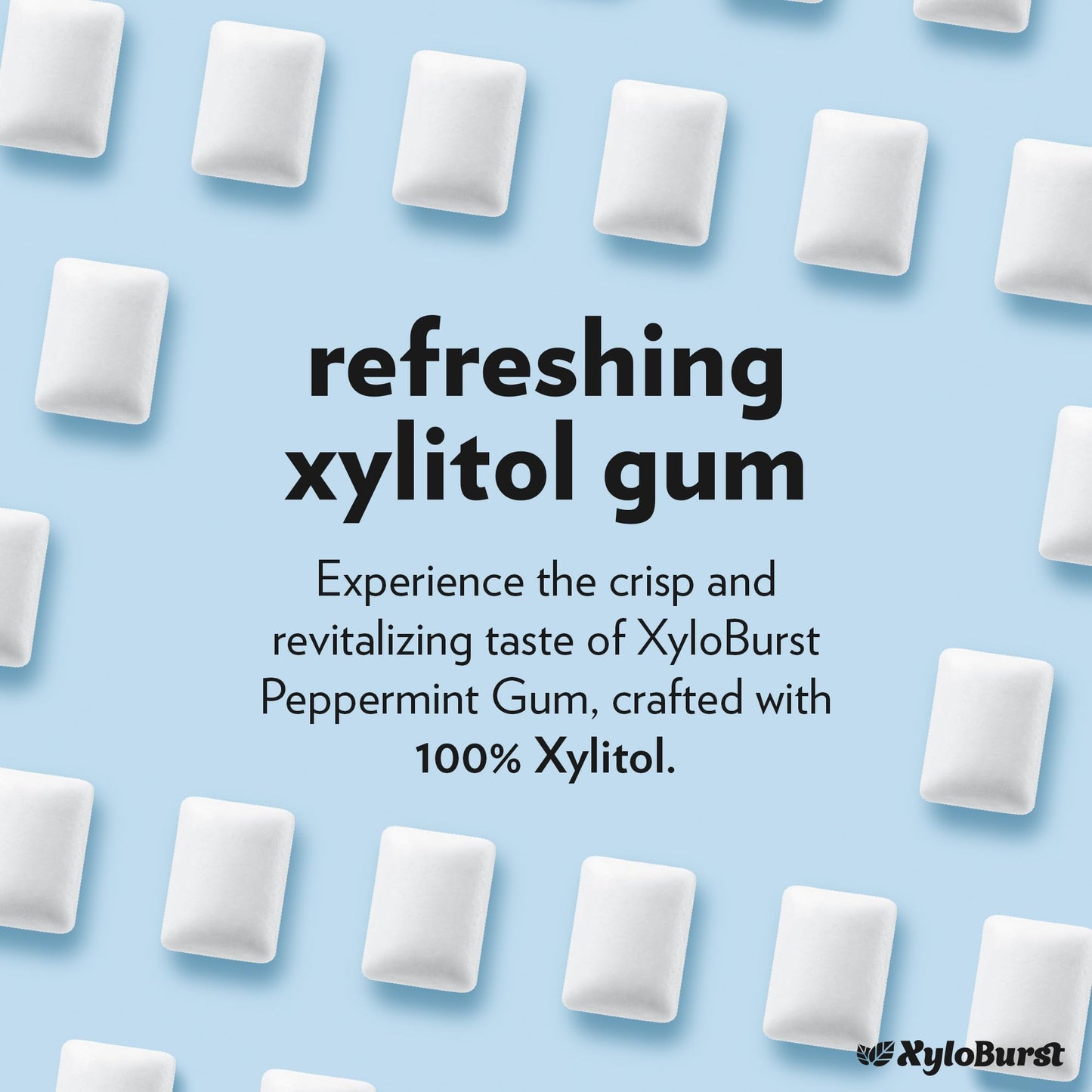 XyloBurst Gum | Xylitol Chewing Gum | Sugar Free, Gluten Free, Keto Friendly | Aspartame Free Gum For Oral Health | Peppermint | 24 Pieces (Pack of 8)