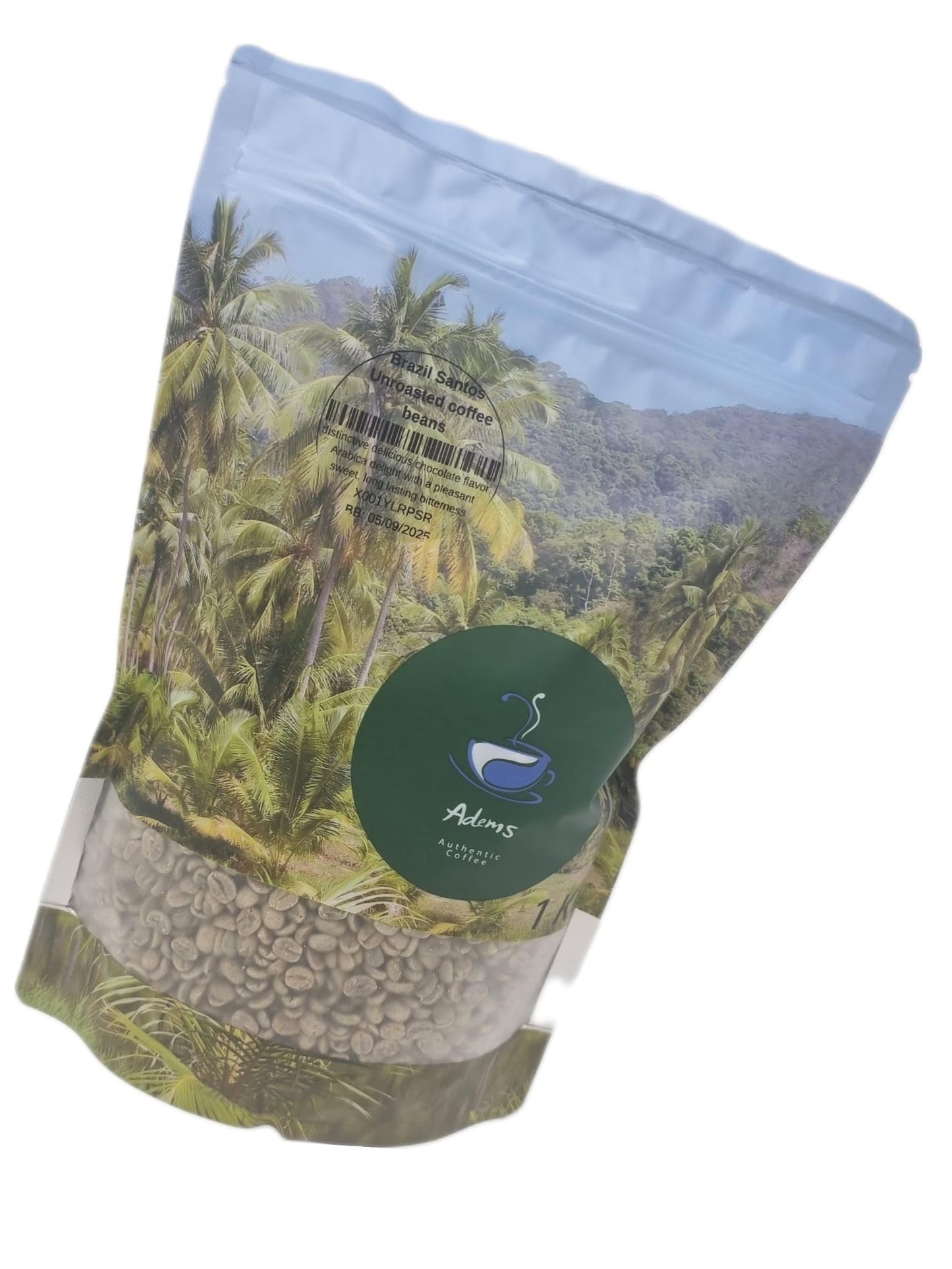 Adems Brazil Santos Green Coffee Beans Unroasted 100% Arabica coffee 1kg for home or business roasting