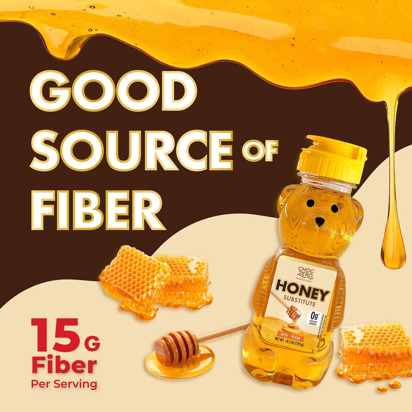 ChocZero Sugar-Free Honey Substitute - 1:1 Natural Honey Equivalent, Keto & Vegan Friendly, 10.5 oz Bottle