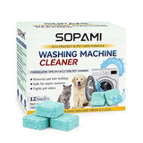 SOPAMI Washing Machine Cleaner Tablets 12 Pack, Deep Clean HE Front Load Top Load Washer, Remove Stubborn Pet Hair Odors, Septic Safe Pet Owner