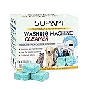 SOPAMI Washing Machine Cleaner Tablets 12 Pack, Deep Clean HE Front Load Top Load Washer, Remove Stubborn Pet Hair Odors, Septic Safe Pet Owner