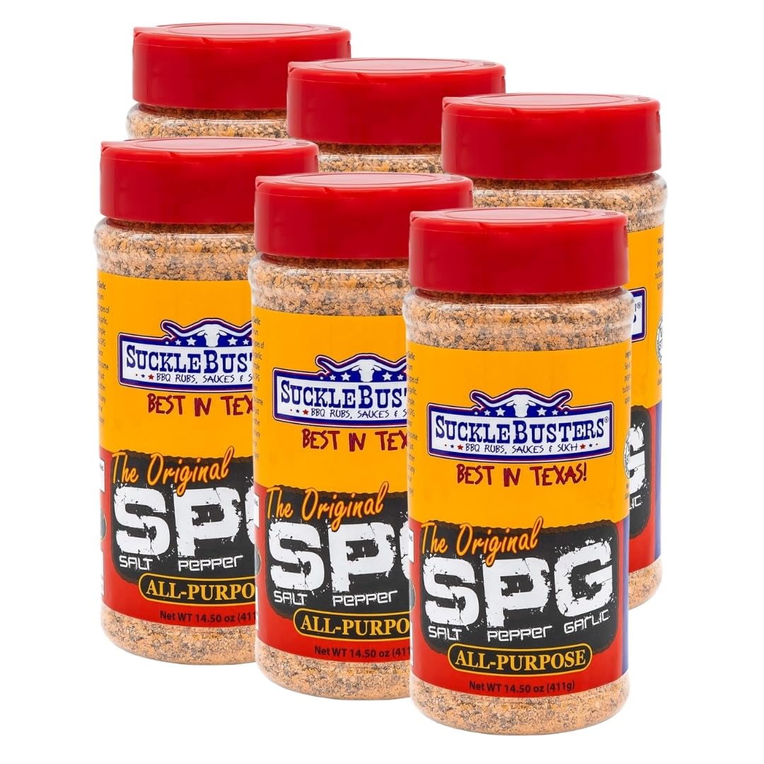 SuckleBusters Salt Pepper Garlic BBQ Rub 14.5 oz - Brisket Rub and Chicken - Spg Seasoning for Meat - Salt Pepper Garlic for Grilling and Smoking