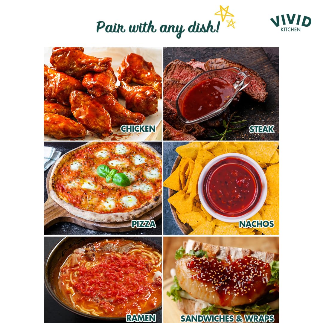 VIVID KITCHEN Fire Hot Sauce - Korean Fusion Extra Spicy Sauce - 8.6 oz Bottle - Bold Heat & Flavor - No MSG or Preservatives - Perfect for Topping